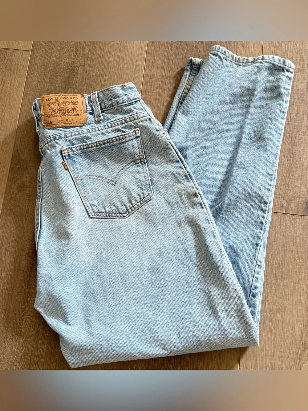 Vintage Levis 560 Orange Tab Jeans Men 32x30.5 Loose Baggy 90s Relaxed LightWash